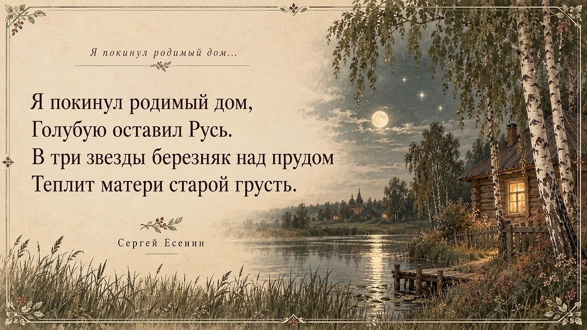 «Я покинул родимый дом»: стихи Есенина о матери и разлуке. ИИ-иллюстрация: создано редакцией Life.ru с использованием ChatGPT (OpenAI).