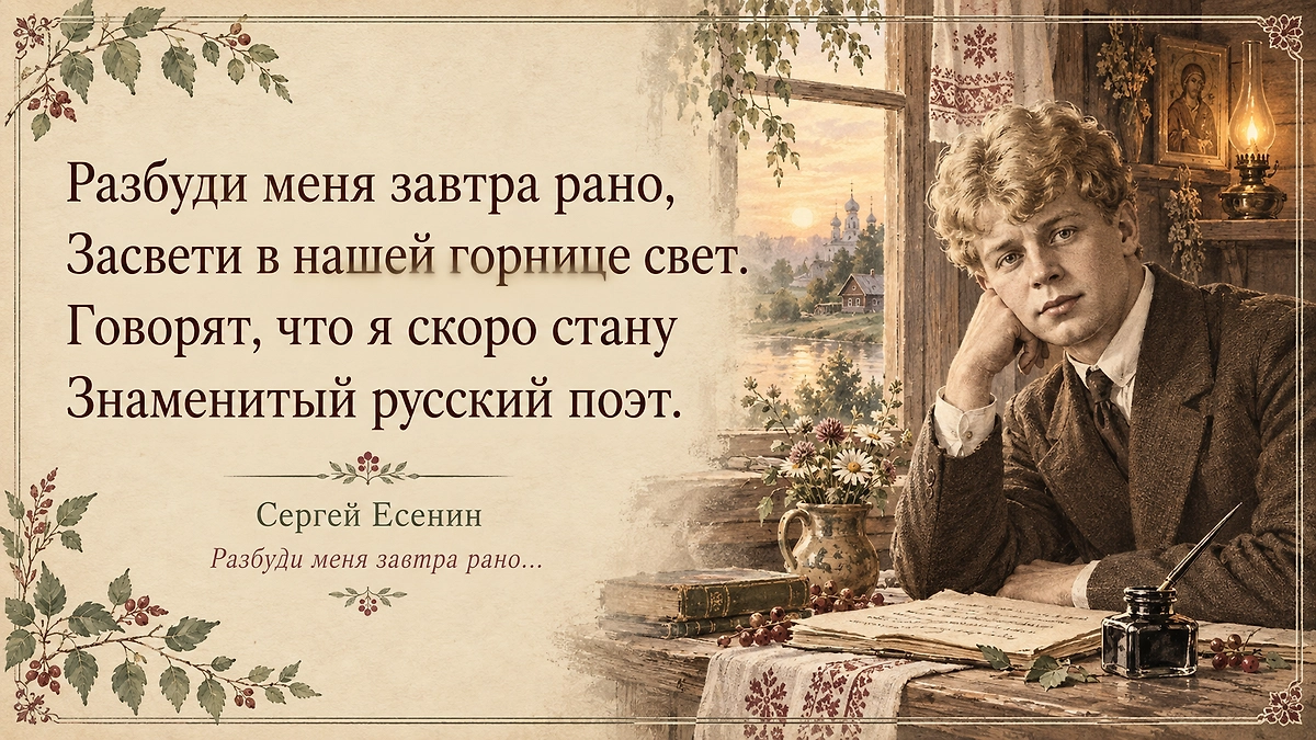 «Разбуди меня завтра рано»: стихи Есенина о будущей славе. ИИ-иллюстрация: создано редакцией Life.ru с использованием ChatGPT (OpenAI).