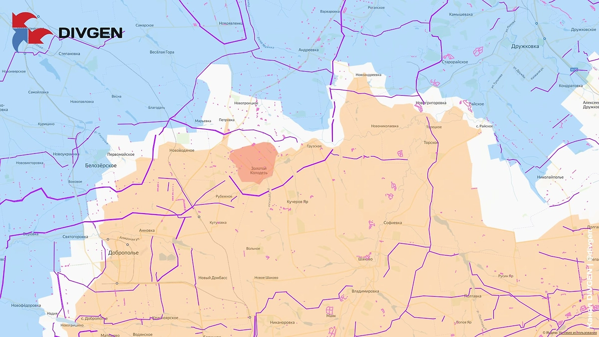 Армия России контролирует Золотой Колодезь. Фото © Telegram / DIVGEN 🚩Карты СВО