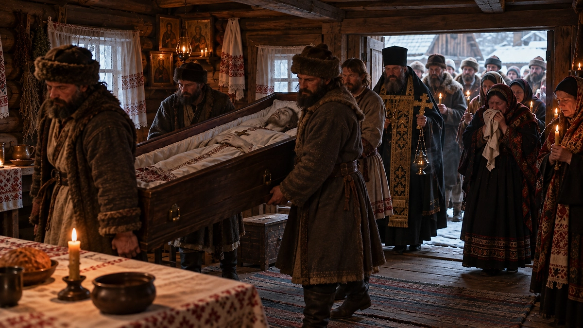 Как проходила святочная игра в покойника и зачем девушек заставляли целоваться с ряженым мертвецом? ИИ-иллюстрация: создано редакцией Life.ru с использованием ChatGPT (OpenAI) 