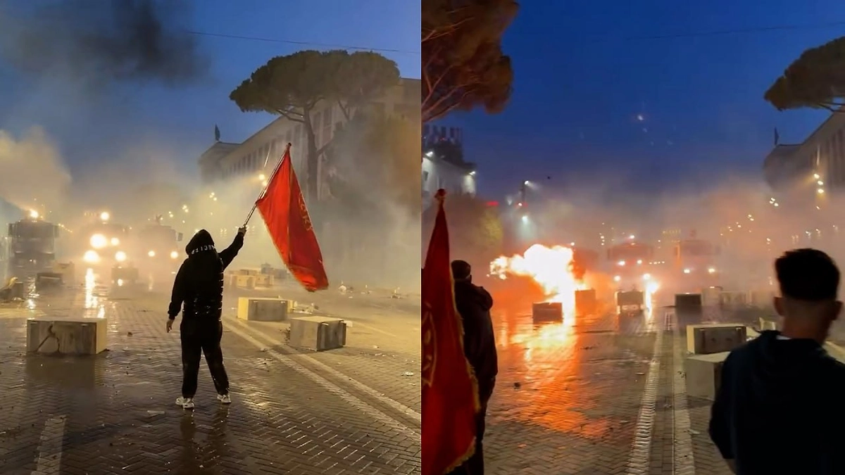 В Тиране протестующие подожгли вход в министерство, требуя отставки премьера. Обложка © Instagram (признан экстремистской организацией и запрещён на территории Российской Федерации)/ geopoliticsnow360, mei__seva