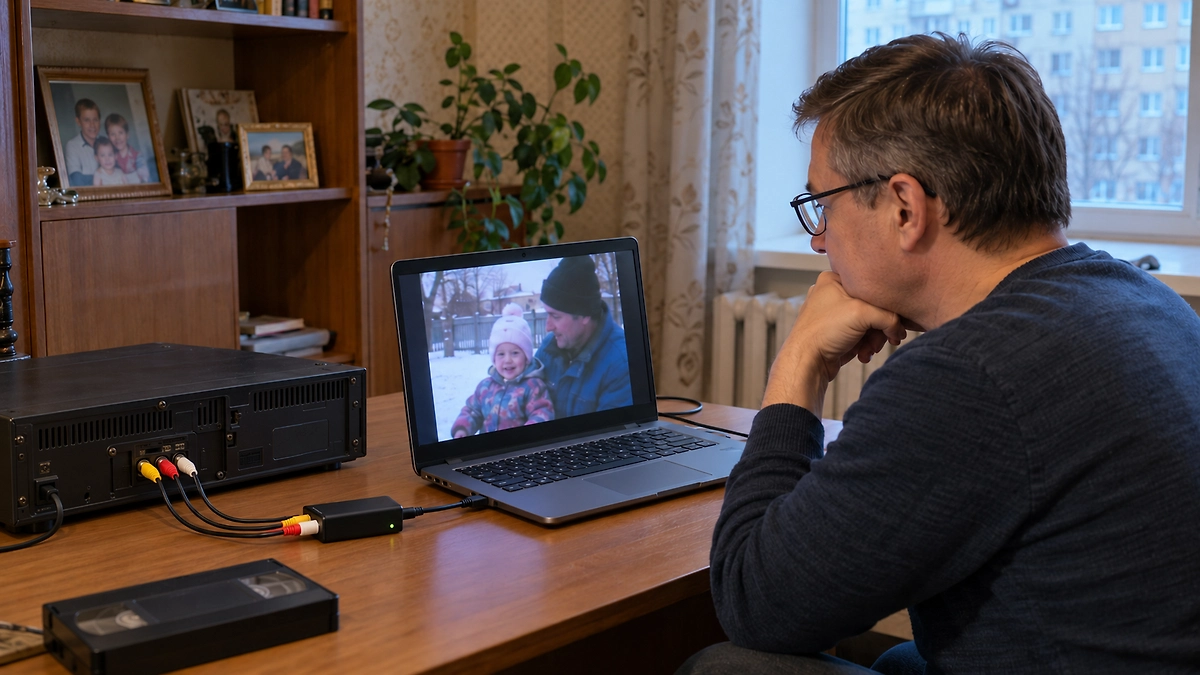 Оцифровка видеокассет дома или в студии. ИИ-иллюстрация: создано редакцией Life.ru с использованием ChatGPT (OpenAI)