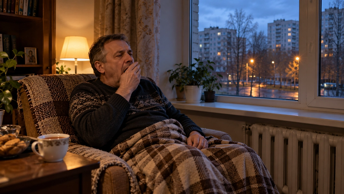 Темнота и осенняя вялость по вечерам. ИИ-иллюстрация: создано редакцией Life.ru с использованием ChatGPT (OpenAI)