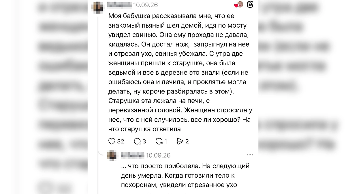 Ведьма и свинья на мосту: страшная история из Threads о ночной встрече и травме, которая выдала старуху. © Threads