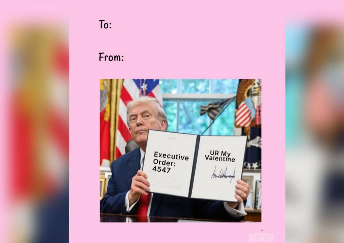 Белый дом к 14 февраля опубликовал провокационные валентинки. Фото © X / White House