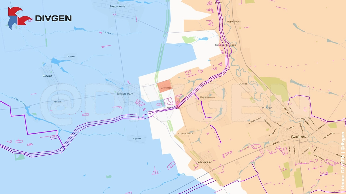 Карта СВО на 16 февраля 2026 года. Армия России освободила Цветковое. Фото © Telegram / divgen