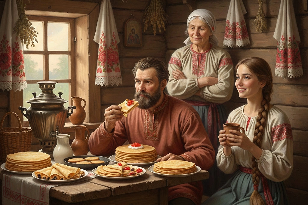 Как по блинам на Масленицу определяли, будет зять хорошим или не очень. Фото © Nano Banana AI