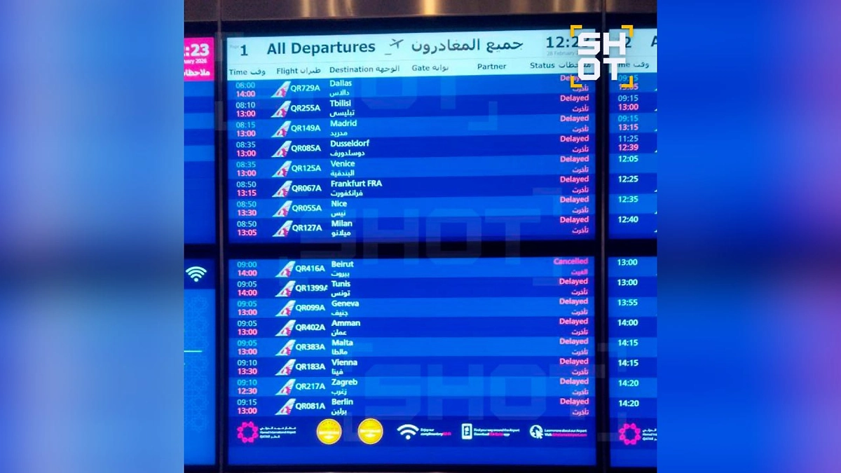 Табло аэропорта в Дохе. Фото © SHOT