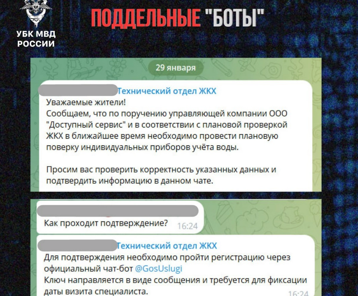 Пример поддельного чат-бота. Фото © Telegram / Вестник Киберполиции России