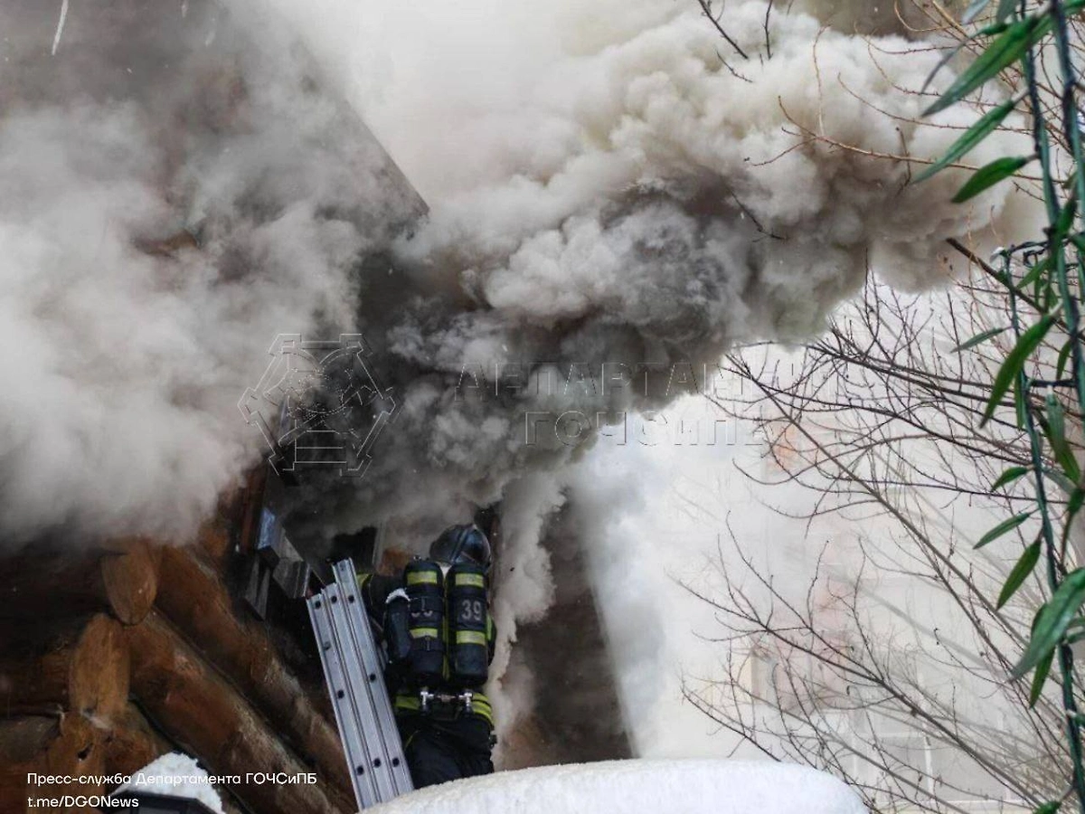 В Москве вспыхнул пожар в «Таёжных банях». Фото © Telegram / ЧСтные новости Москвы