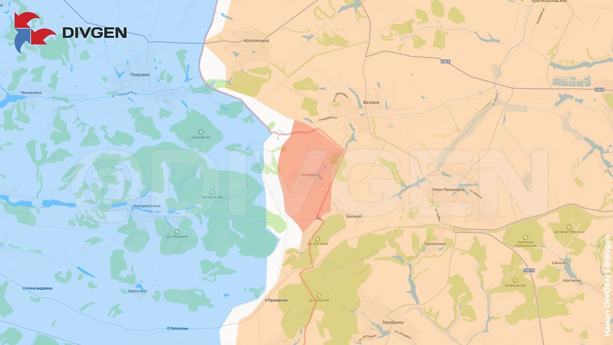 Карта СВО на 7 февраля 2026 года. Армия России освободила сумскую Поповку. Фото © Telegram / divgen