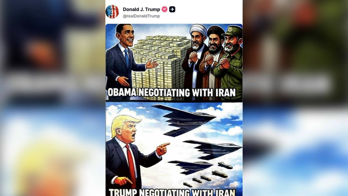 Трамп высмеял Обаму мемом о переговорах с Ираном. Фото © Truth Social / Donald J. Trump