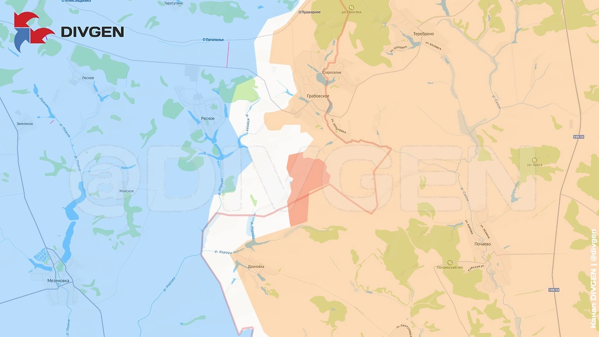 Карта СВО на 17 марта 2026 года. Российские войска продолжают расширять зону безопасности на Сумщине. Фото © Telegram / divgen