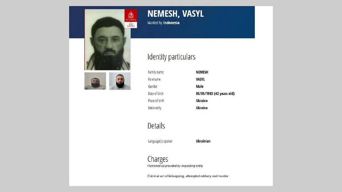 В розыск по делу об убийстве на Бали украинца Игоря Комарова, державшего мошеннические кол-центры, объявлен 42-летний Василий Немеш. Фото © interpol