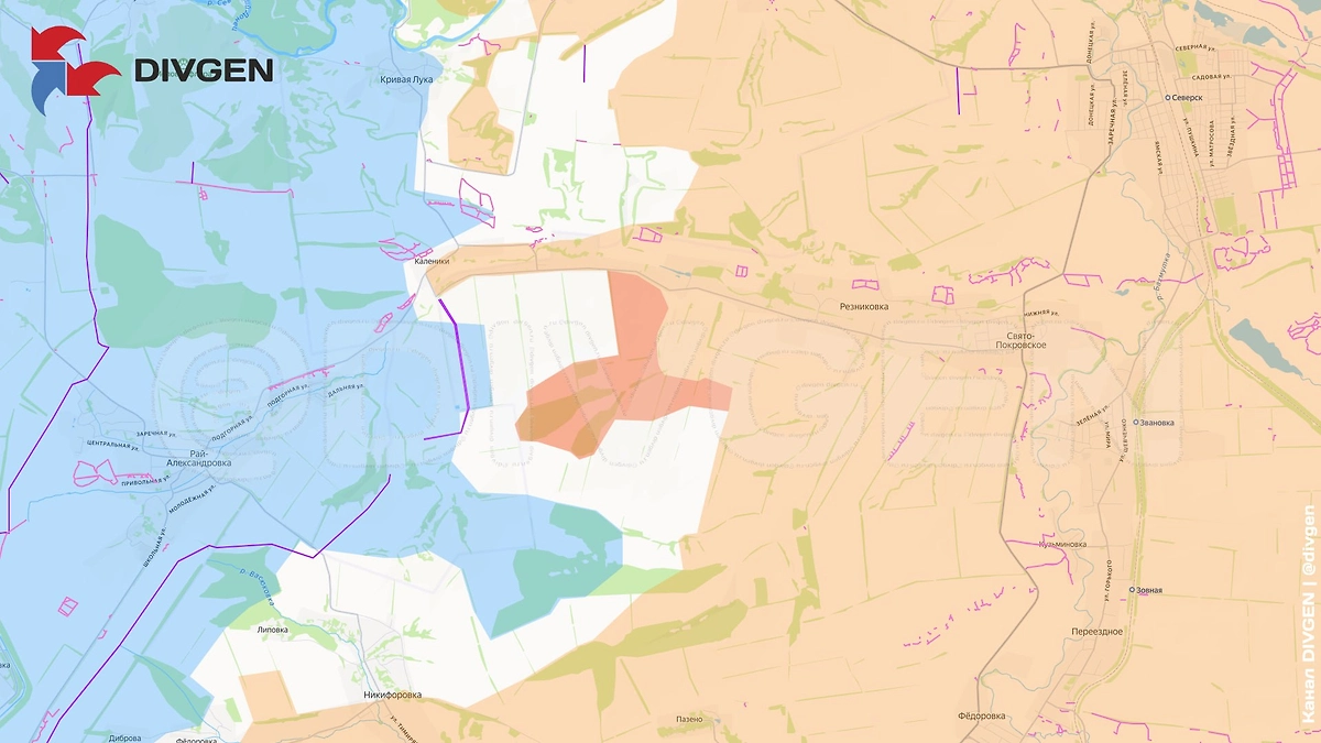 Карта СВО на 18 марта 2026 года. Бойцы 123-й бригады заняли новые позиции южнее Калеников. Фото © Telegram / DIVGEN 🚩 Карта СВО