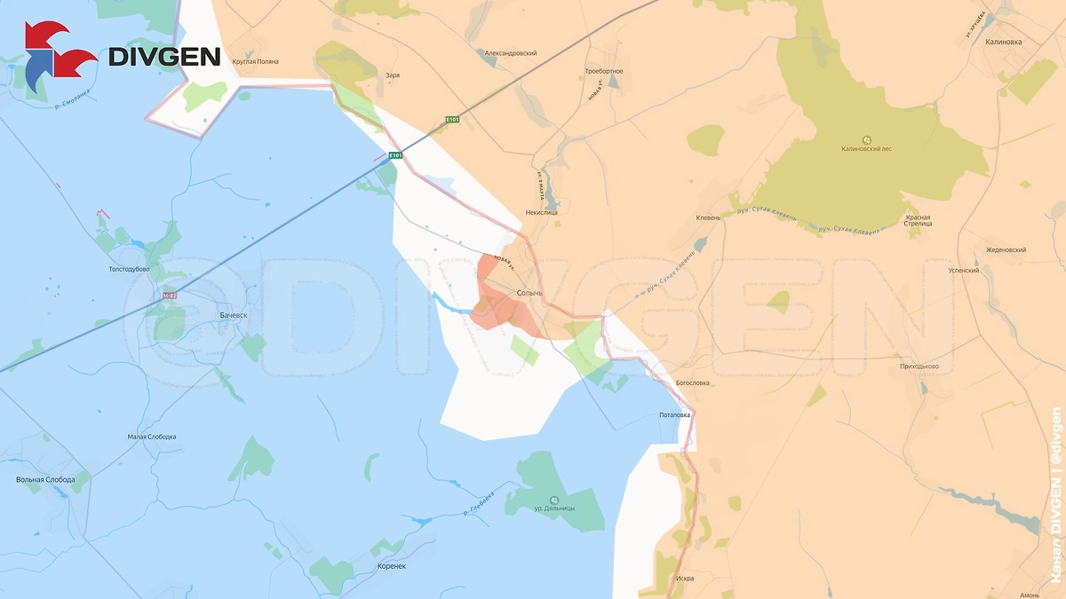 Карта СВО на 18 марта 2026 года. ВС РФ освободили Сопычь. Фото © Telegram / DIVGEN 🚩 Карта СВО
