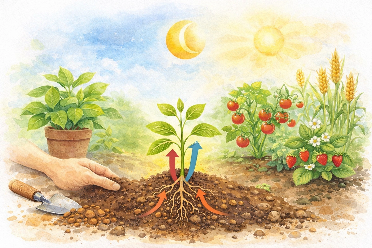 Как Луна влияет на растения? Лунный календарь пересадки 2026. © ChatGPT / Софья Кузнецова
