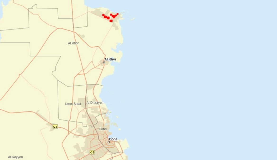 Множество пожаров зафиксировано в Рас-Лаффане. Фото © firms.modaps.eosdis.nasa.gov