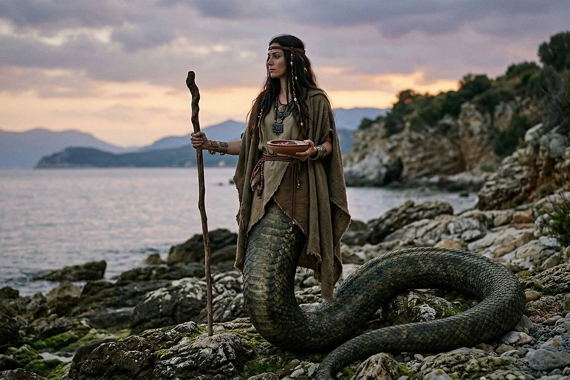 Кто такая змееногая дева на древнерусских амулетах: история змеевиков. Фото © Nano Banana AI