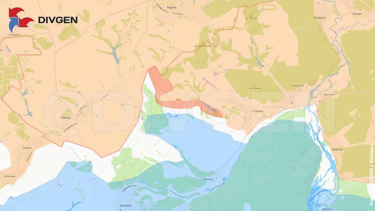 Карта СВО на 2 марта 2026 года. Бойцы 9-го полка ВС РФ продвигаются в Харьковской области. Фото © Telegram / divgen