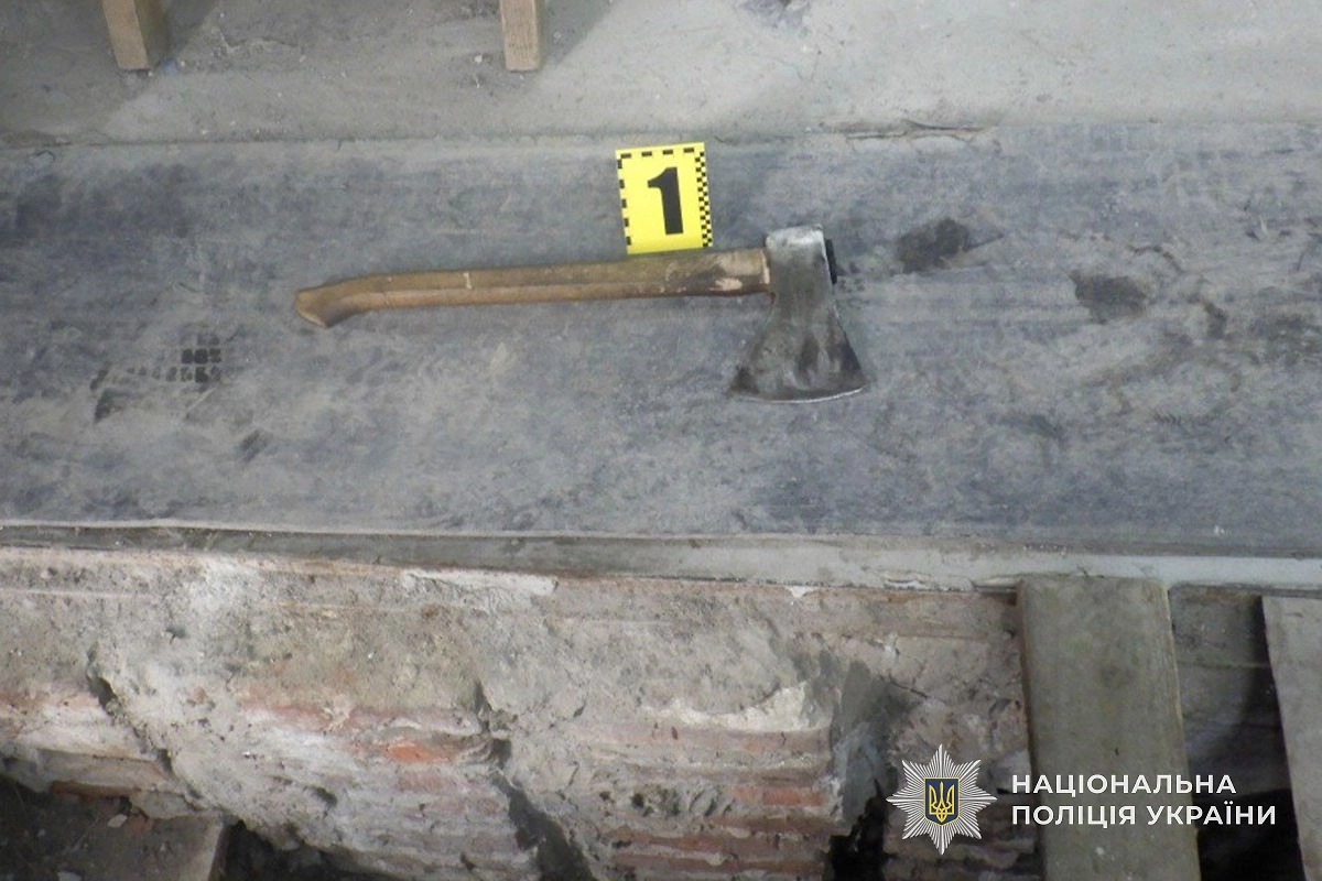 Топор задержанного. Фото © ГУ Национальной полиции Украины в Тернопольской области