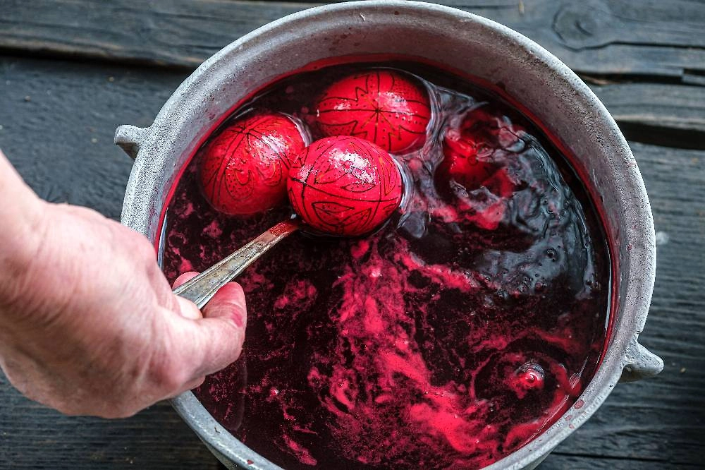 Яйца на Пасху можно покрасить свекольным отваром. Фото © ТАСС / Nandor Veres
