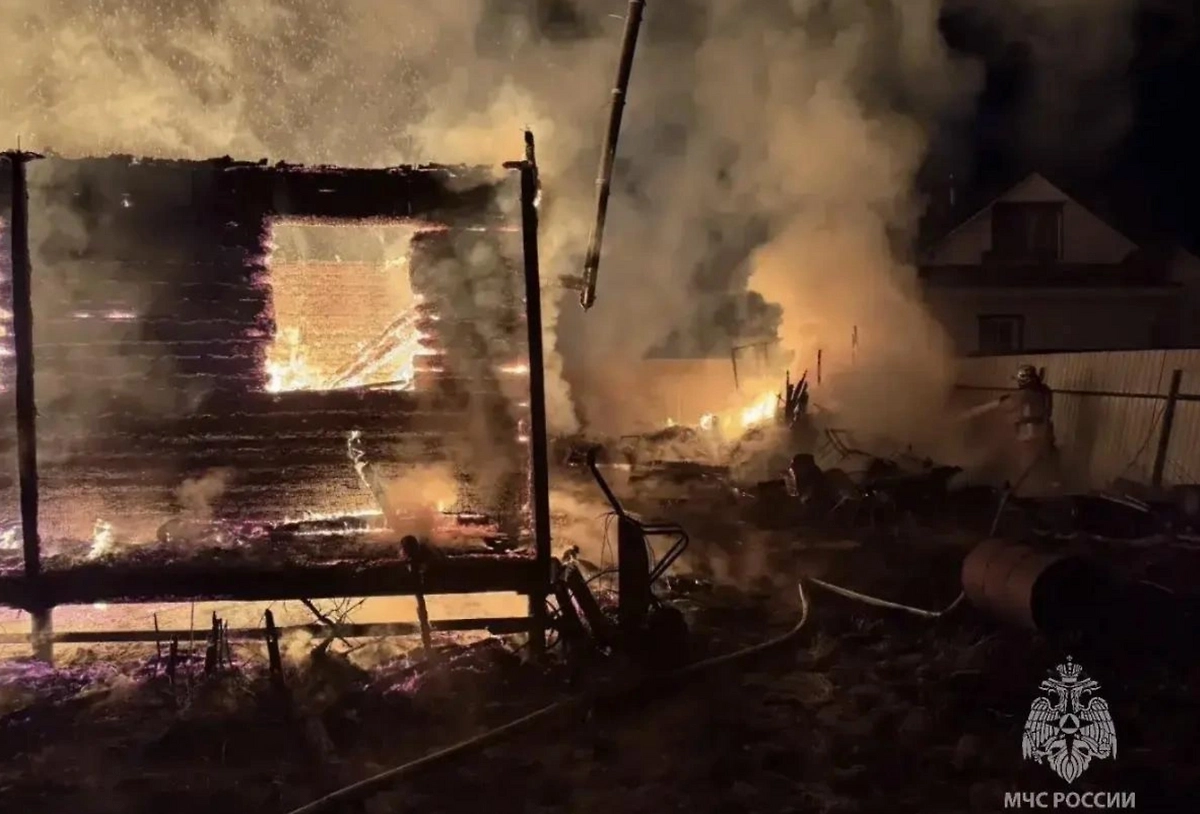 В Ленобласти сгорел дом, есть погибший. Фото © пресс-служба МЧС по Ленобласти