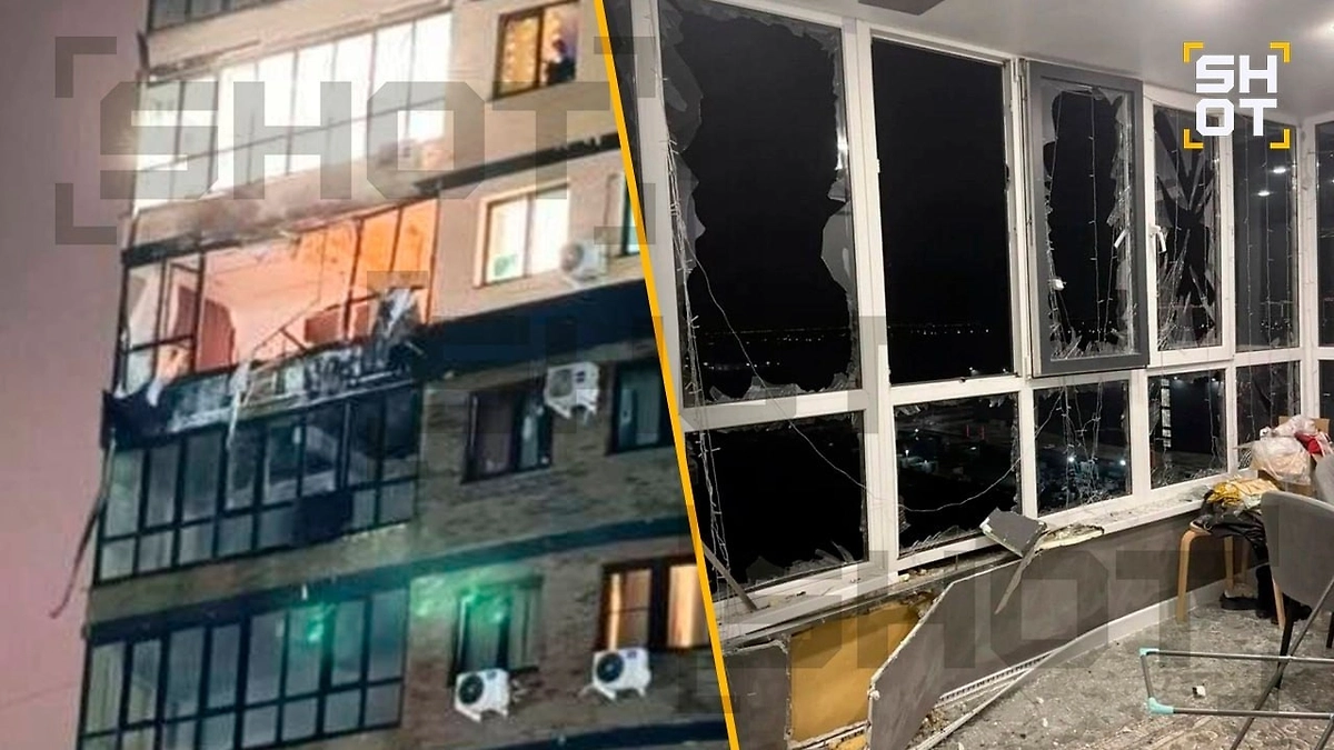 Беспилотник ВСУ врезался в жилую многоэтажку в Краснодаре. Фото © SHOT