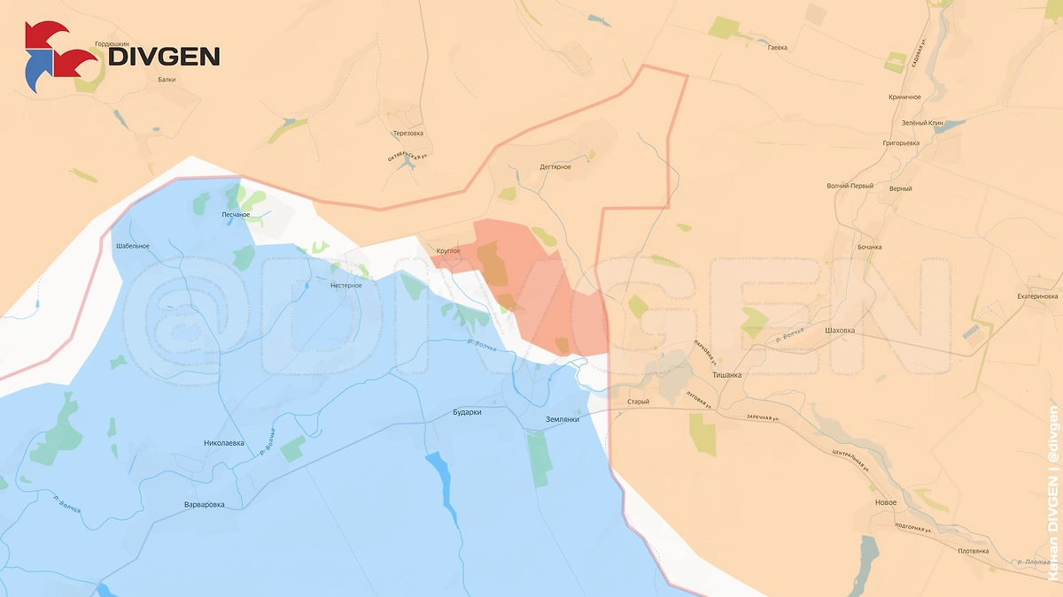 Карта СВО на 3 марта 2026 года. В Харьковской области освобождено Круглое. Фото © Telegram / DIVGEN 🚩 Карта СВО