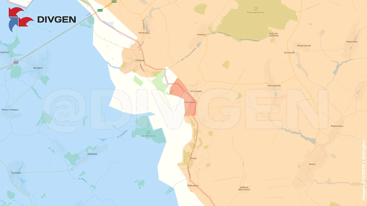 Карта СВО на 23 марта 2026 года. Группировка «Север» освободила Потаповку в Сумской области. Фото © Telegram / DIVGEN 🚩 Карта