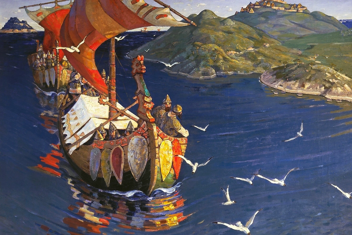 Картина «Заморские гости» (1901). Обложка © Wikipedia / Николай Константинович Рерих