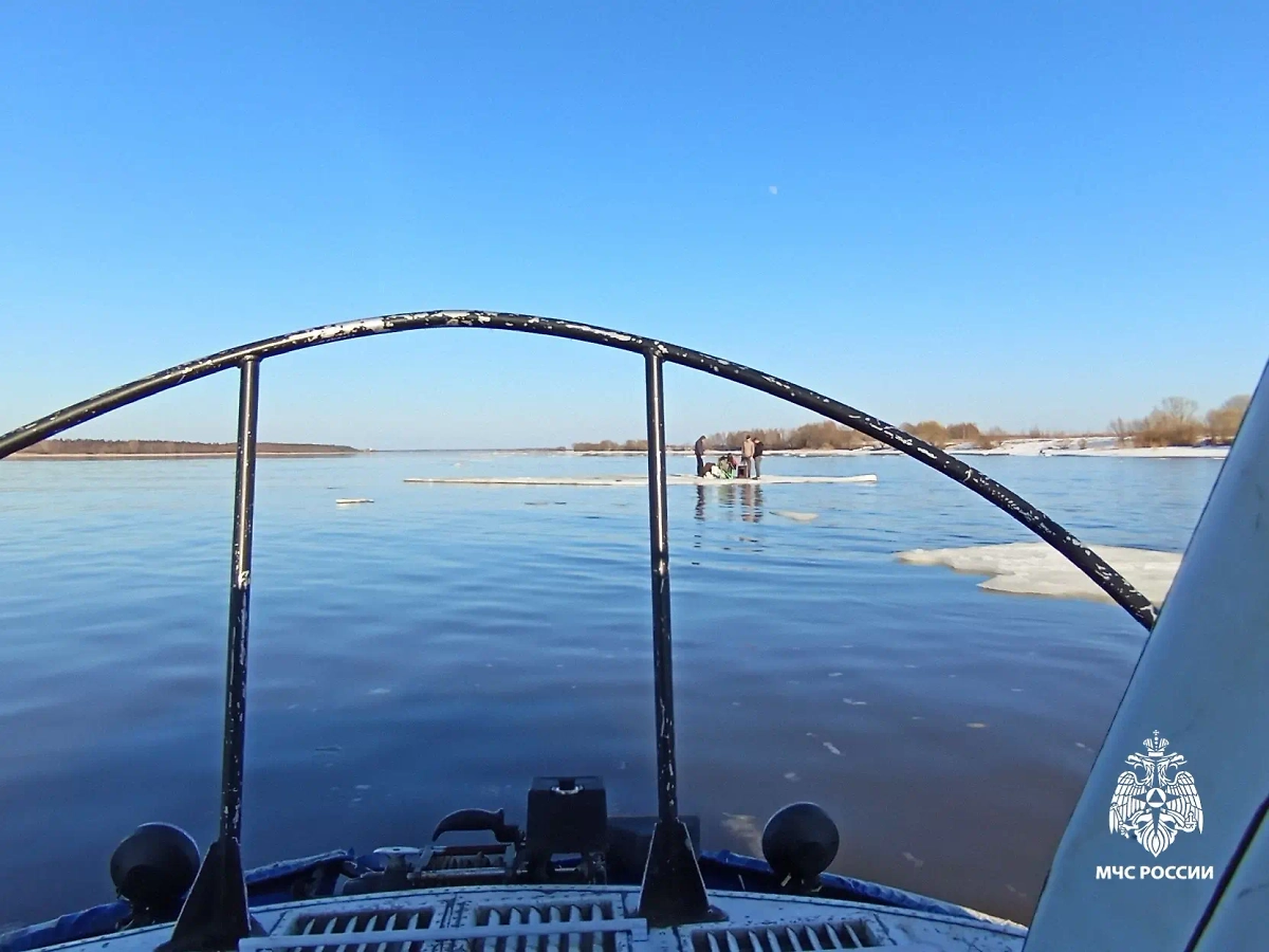 Сотрудники МЧС спасли компанию, устроившую пикник на дрейфующей льдине. Фото © MAX / МЧС Ярославской области