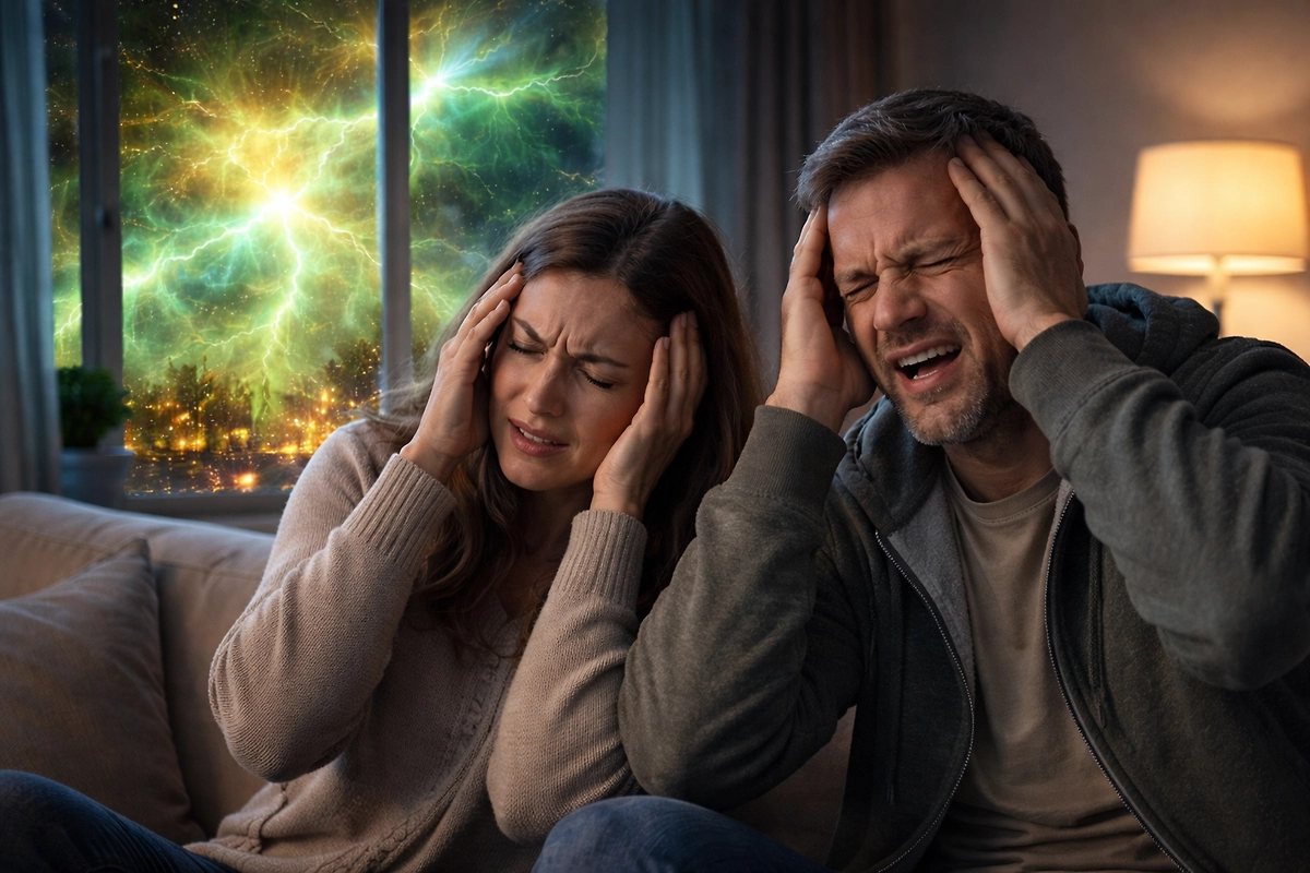 Влияние магнитных бурь на самочувствие: какие симптомы люди испытывают во время геоштормов. Фото © Chat GPT