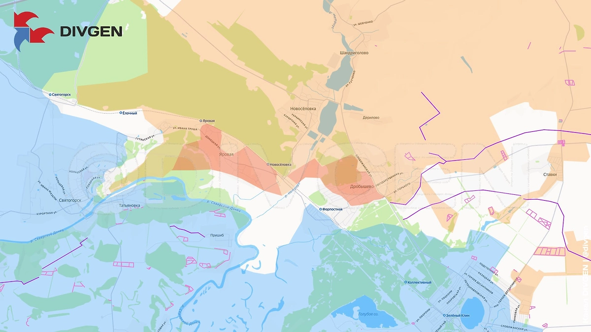 Карта СВО на 6 марта 2026 года. Группировка «Запад» освободила село Яровая. Фото © Telegram / DIVGEN 🚩 Карта СВО
