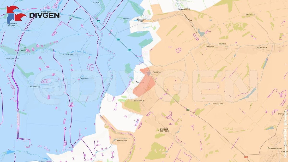 Карта СВО на 10 марта 2026 года. ВС РФ выбили противника из Голубовки. Фото © Telegram / DIVGEN 🚩 Карта СВО