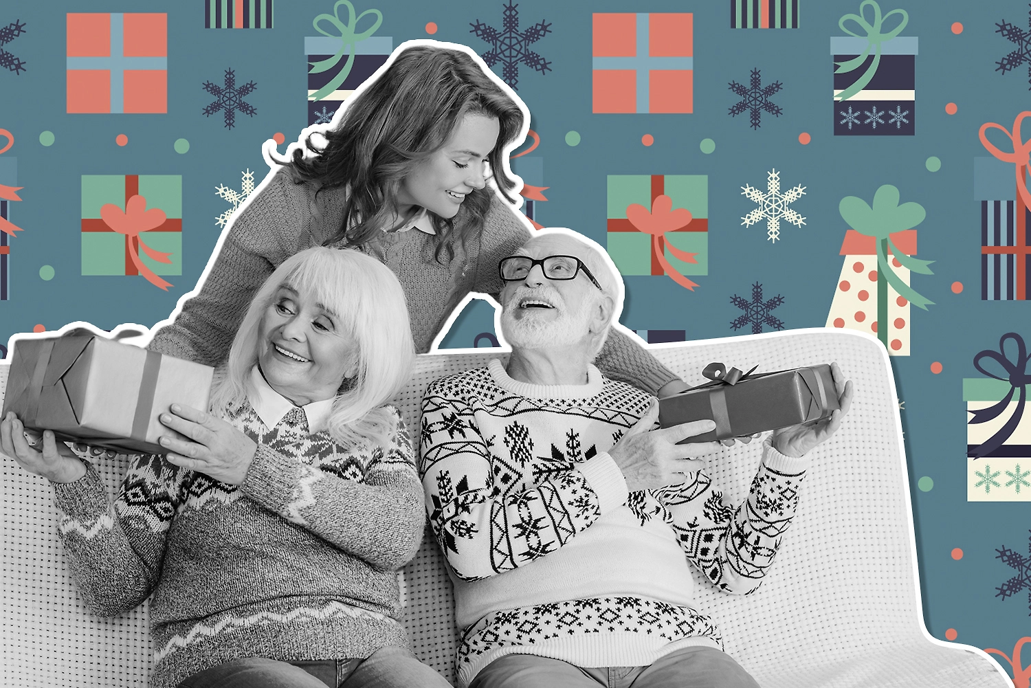 Что подарить родителям на Новый год: самые тёплые и полезные идеи 2025–2026. Коллаж © Life.ru. Обложка © Shutterstock / FOTODOM / LightField Studios, © Freepik