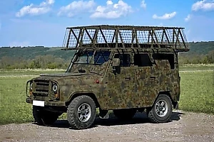 В зону СВО поставили УАЗ с модулем защиты от беспилотников