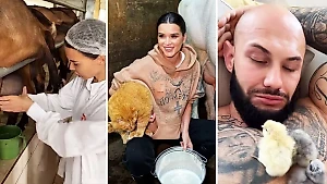 Самойлова, Бородина и Джиган стали ближе к народу и ходили в хлев доить коров