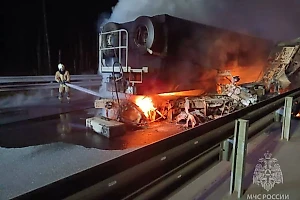 Грузовик загорелся после ДТП на трассе М11 "Нева" в Новгородской области