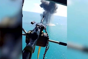 Минобороны показало эпичное видео уничтожения катера-камикадзе ВСУ в Чёрном море