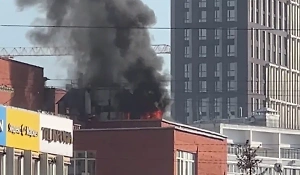 Появилось видео пожара в бизнес-центре с гостиницей в Москве