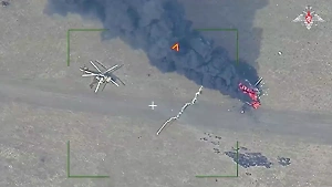 Минобороны показало видео уничтожения вертолётов ВСУ на площадке подскока в ДНР