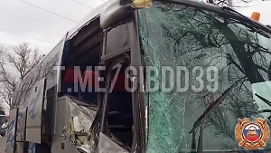 Пассажирский автобус с туристами влетел в экскаватор под Калининградом