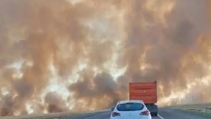 Поля в Ростовской области охватили пожары, дороги тонут в дыму
