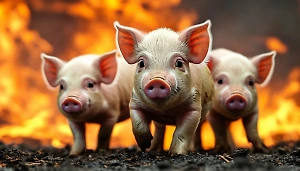 Семью свинок спасли из пожара в Балашихе