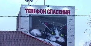 МЧС увековечило память кота Семёныча, нарисовав с ним мурал на стене пожарной части