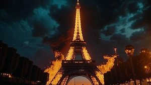 На Эйфелевой башне в Париже произошёл пожар