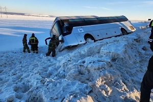 Автобус с 40 пассажирами вылетел в кювет на трассе в Татарстане