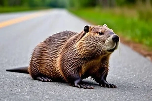 Бобёр-инспектор решил проверить качество российских дорог и попал на видео