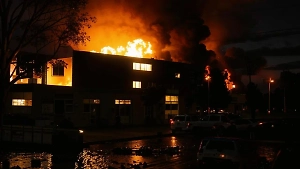 Из-за атаки БПЛА на парковке промышленного предприятия Ельца вспыхнул пожар